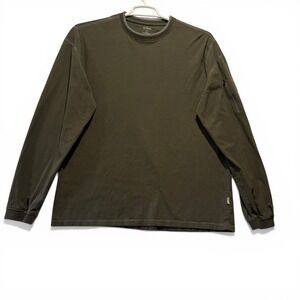 Kuhl Wildfibre Mens XL Olive Green Organic Cotton Long Sleeve Shirt Zip Pocket